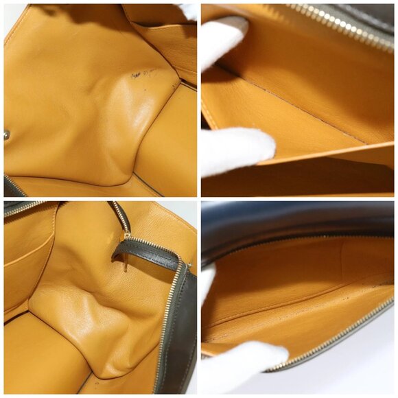 CELINE Trapeze Hand Bag Leather 2way Navy Gold Auth BA400 - Picture 15 of 16